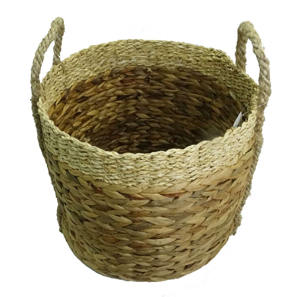 CANASTO TEJIDO CON FIBRA DE BAMBOO, DISEÑO TRENZADO